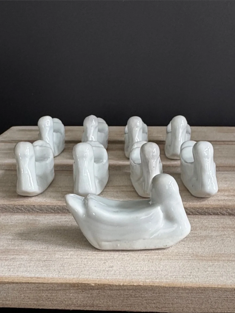 VTG Porcelain Swan Chopstick/Knife Rests Set of 9